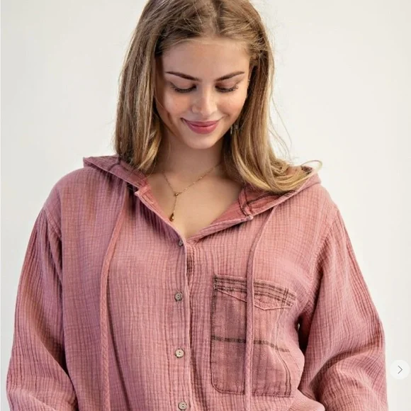 Easel Dusty Rose Plaid Button Down Shirt - Picture 2 of 6